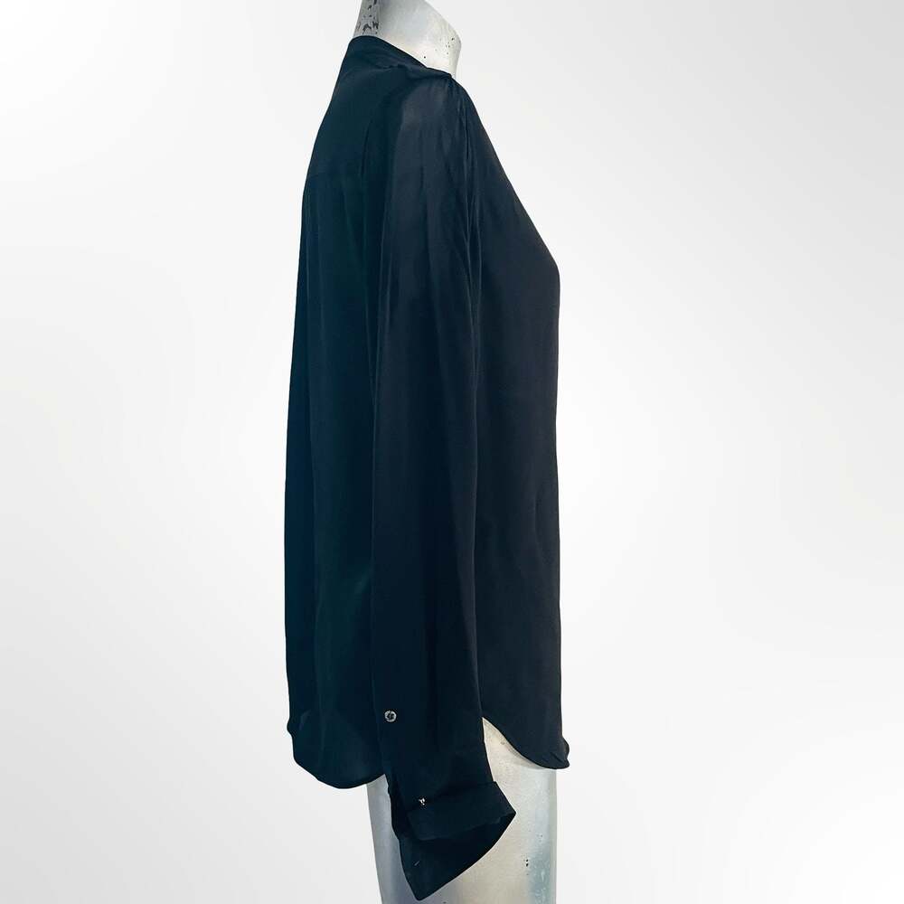 Belstaff Women's Black Silk Long Sleeve Blouse with Brass Stud Embellishments - Picture 3 of 7